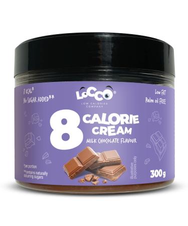 LOCCO 8 Calorie Spread Milk Chocolate Flavour Only 8 Calories Per Portion Low Fat Cream No Added Sugar No Palm Oil Keto Diet Vegetarian Smooth Paste Sweet Snack 300 g