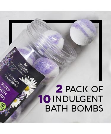 Nature's Beauty Lavender Chamomile Sleep Bath Bomb Gift Set - 2-Pack, 10 Count ea | Relax + Sleep Well with Coconut Oil + Witch Hazel Scented Bombs - Buy Online on SooperMarket.com