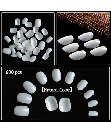 Kalolary 600PCs Children False Nails | Glue-On Artificial Fingernails | Natural Acrylic Nail Tips | Full Cover Short Fake Nails | Perfect Gift for Girls - Buy Online on SooperMarket.com