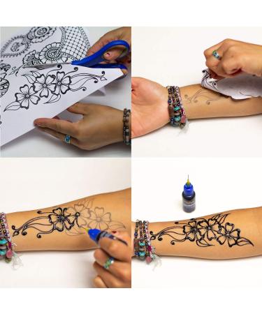 Henna City Premium Jagua Gel - 4oz for Temporary & Semi-Permanent Tattoos | Organic Jagua Ink, Henna Stencils, Applicator Bottle | Henna Tattoo Kit - Buy Online on SooperMarket.com