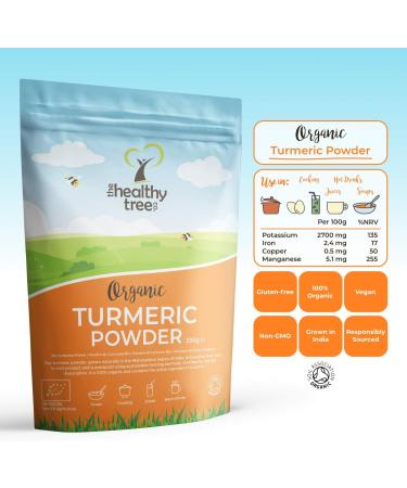 Organic Turmeric Powder 250g - Soil Association Certified Pure Curcumin Root Powder for Sauces, Soups, Curry, Meat, and Vegetables by TheHealthyTree Company - Buy Online on SooperMarket.com