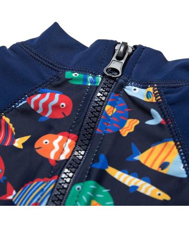 UPF 50+ Baby Boy/Girl Swimsuit with Sun Hat | Infant/Toddler One Piece Swimwear 12-18 Months | Colorful Fish Design - Buy Online on SooperMarket.com
