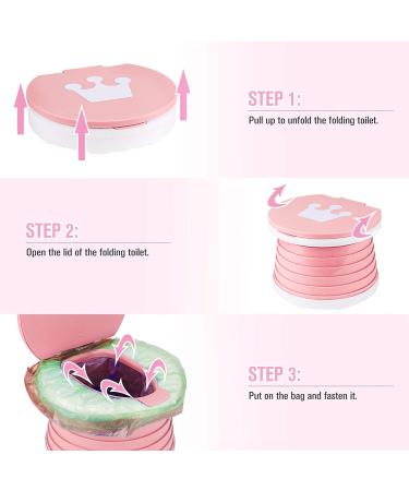 Kids Portable Folding Toilet Seat - Foldable Potty Chair for Boys & Girls | Toddler Potty Training Seat (Pink) - Buy Online on SooperMarket.com