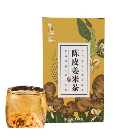 Ginger Tea Bags plplaaoo Soothing & Spicy Blend 120g Ginger Tea 20 Packs Orange Peel Rice with Independent Triangle Tea Bag Healthy Teabags for Home Party ginger tea ginger tea bags organic ging