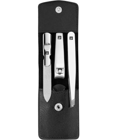 ZWILLING manicure set and pedicure set nail care made of genuine leather with snap fastener 3-piece black 3-piece Incl. nail clipper single