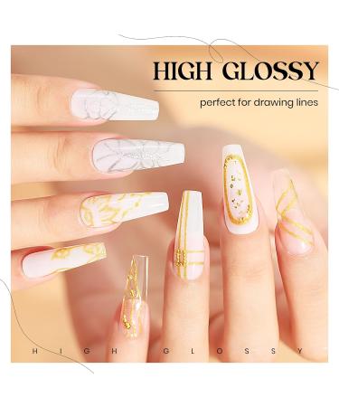 MIZHSE Gel Liner Nail Art Polish Set Glitter Gold and Silver Gel Painting For Nails Art Swirl Nails Design Dotting Painting French Manicure Kit 7Ml Glitter Silver&gold 7 ml (Pack of 2) - Buy Online on SooperMarket.com