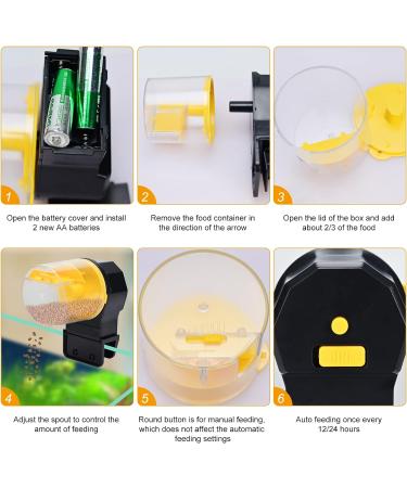 Podazz Automatic Fish Feeder 100/210ml Fish Food Dispenser Aquarium Tank Auto Timer with Two Feeding Boxes for Holiday Vacation Weekend Yellow - Buy Online on SooperMarket.com