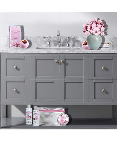 Cherry Blossom Spa Gift Basket Set for Women - Luxury Bath and Body Set with Lotions, Bath Bombs, Mirror, Travel Bag - Perfect Christmas Gift - Buy Online on SooperMarket.com