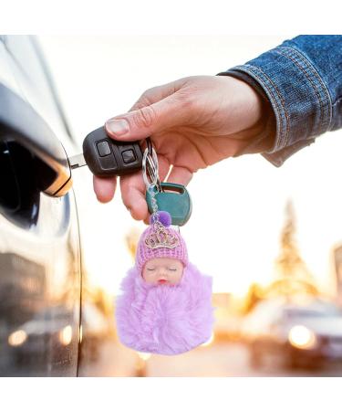 Buy mlida Sleeping Baby Pendant Keychain - Cute Fluffy Fur Doll Luggage Tag | International Shipping Available - Buy Online on SooperMarket.com