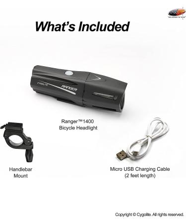 Cygolite Ranger 400 Lumen Bike Light | 5 Night & 3 Daytime Modes | Compact, Durable & Waterproof | USB Rechargeable Headlight for Road, Mountain & Commuter Bicycles - Buy Online on SooperMarket.com