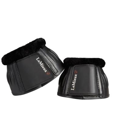 LeMieux Black Fleece Rubber Bell Overreach Horse Boots - Protective Gear and Training Equipment - Equine Boots Wraps & Accessories Medium Black Fleece Rubber Bell