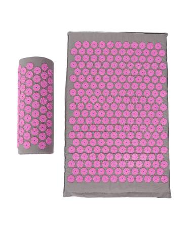 Acupuncture massage yoga mat acupressure massage pillow pillow acupuncture and pillow set for back neck and sciatic nerve pain (light gray pink buckle)