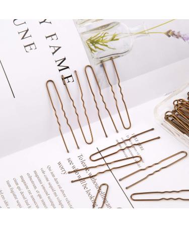 50 U-Shaped Hairpins for Women & Girls - 6cm Bobby Pins in Storage Box - Perfect for Hairdressing Salons & Everyday Use (Brown) - Buy Online on SooperMarket.com