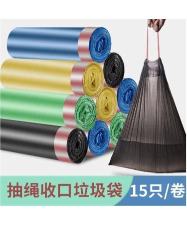 Garbage Bag Household Portable Thickened Large Vest Drawstring Closed Kitchen Black Plastic Garbage Bag Caisesuiji 1juan - Buy Online on SooperMarket.com