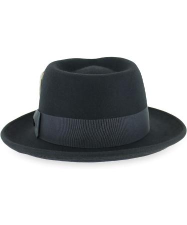 Belfry Gangster 100% Wool Crushable Dress Fedora in Black Grey Navy Brown Pecan - Large Black - Buy Online on SooperMarket.com