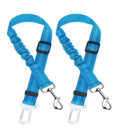 Car safety belt dog seat belt 2 pieces dog belt for the car seat belt dogs for car adjustable long and short dog snap for the car blue
