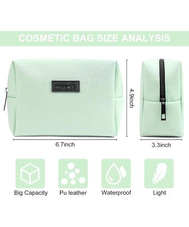 MAANGE Small Green PU Leather Makeup Bag for Women | Travel Cosmetic Pouch with Zipper | Portable & Versatile - Buy Online on SooperMarket.com