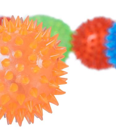 Relaxdays Hedgehog Ball Set of 12 - Colorful LED Bouncy Balls for Kids - 4 Flashing Colors 6.5 cm - Buy Online on SooperMarket.com