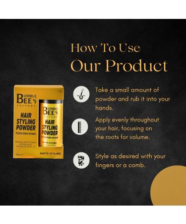 BUMBLE BEE Hair Styling Powder - Effortless Volume & Texture Natural Matte Finish No Grease - International Shipping Available - Buy Online on SooperMarket.com