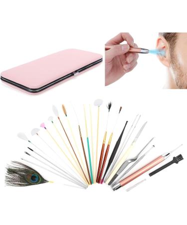 23Pcs Stainless Steel Double Headed Ear Spoons Set - Ear Wax Removal Tool with Spiral Tips for Ear Care - Cherry Powder Ear Picking Set - Buy Online on SooperMarket.com