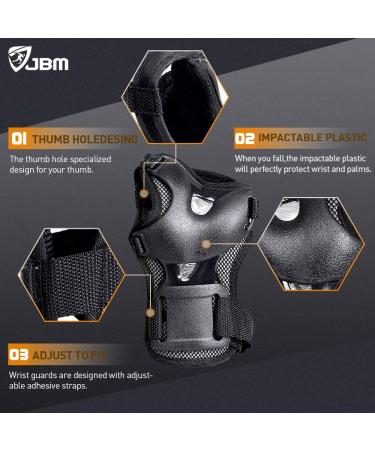 JBM Adult BMX Bike Knee Pads Elbow Pads Wrist Guards Set - Black | Protective Gear for Biking, Riding, Cycling, Multi Sports, Scooter, Skateboard - Buy Online on SooperMarket.com