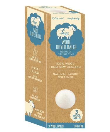 Wool Dryer Balls Reusable Natural Fabric Softener Reduce Static Cling White 3 Pack