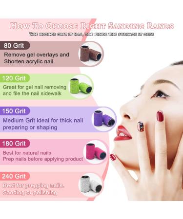 100pcs Pink 180 Grit Nail Sanding Bands Set for Nail Drill - Fine Sanding Bands with 3/32 Nail Bit - Manicure & Pedicure Tool - Buy Online on SooperMarket.com