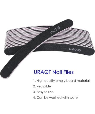 Uraqt 15-Piece Nail Files Set - Double-Sided Disposable Gel Nail Files 180/240 Grit in Purple & Black - Perfect Nail Care Tools & Accessories - Buy Online on SooperMarket.com