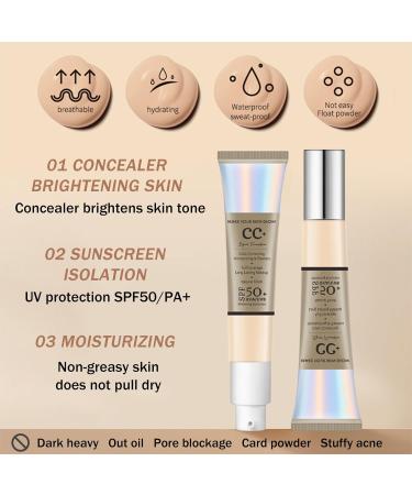 CC Cream Foundation SPF 50+ Anti-Redness Brightening Medium Tone, Natural Glowy Finish - Buy Online on SooperMarket.com
