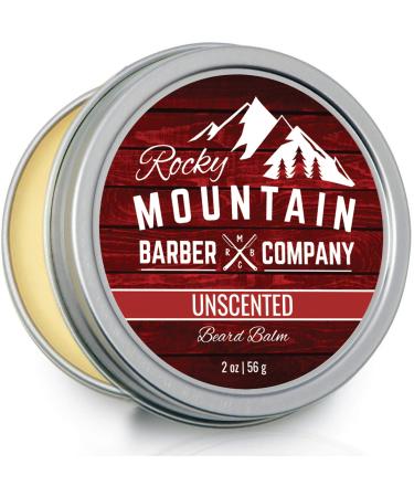 Rocky Mountain Barber Company Beard Balm - Classic Unscented - 100% Natural - Premium Wax Blend with Nutrient Rich Bees Wax Jojoba Coconut Oil