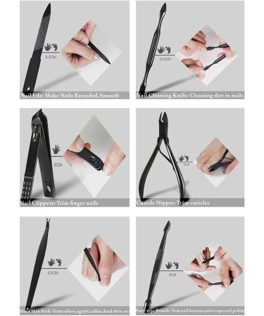 Manicure Set Nail Set Nail Clipper Kit Professional - Stainless Steel Pedicure Set Nail Grooming Kit of 15pcs with Case for Travel (Black/Red) - Buy Online on SooperMarket.com