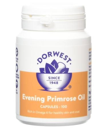 Dorwest Herbs Evening Primrose Oil Capsules for Dogs and Cats 100 Capsules 100 Count (Pack of 1) Single