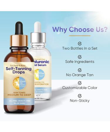 Face & Body Self Tanner Drops | Sunless Bronzing Drops for Face Tan | Long-Lasting Formula | 30ml*2 - Buy Online on SooperMarket.com