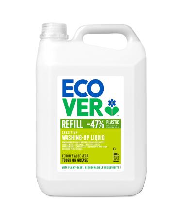 Ecover hand detergent lemon & aloe vera sustainable detergent with sugar powerful fat remedy dishwashing detergent fluid and on a vegetable basis 5 l