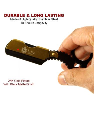 Krisp Shave Professional Classic Straight Edge Barber Razor for Close Shaving - Salon Quality Men's Beard Shavette with 10 Blades - Buy Online on SooperMarket.com