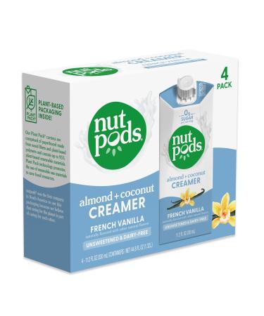 nutpods French Vanilla (4-Pack) Unsweetened Dairy-Free Creamer Made from Almonds and Coconuts Whole30 Gluten Free Non-GMO Vegan Kosher