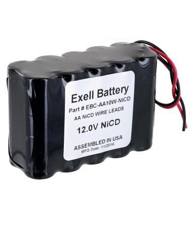 Exell Battery AA 12-volt NiCad Battery 1000mAh Pack of 10