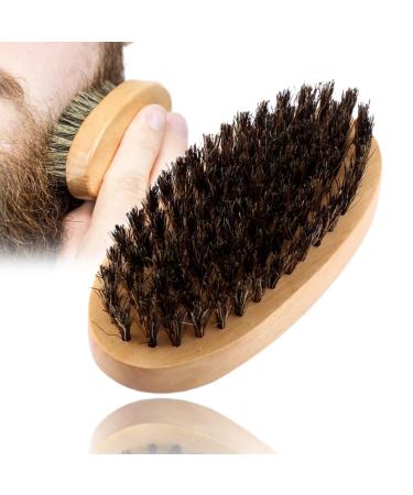 Beard Brush Men Natural Faux Boar Bristle Wooden Handle Military Pocket Mustache Beard Grooming Comb Brush