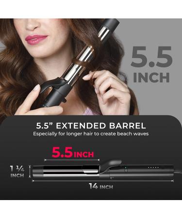TYMO ROTA Automatic Curling Iron Wand 1.25 Inch - Ionic Rotating Hair Curler for Long Hair - Nano Titanium Barrel - 5 Adjustable Temps - Professional Hair Styling - Buy Online on SooperMarket.com