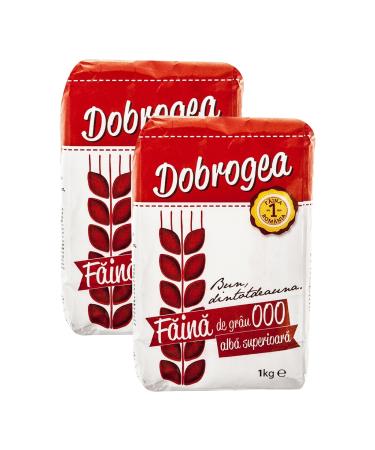 2 x Dobrogeo Faina Alba Din Grau 000 Superior 1Kg | White Wheat Flour Superior 1Kg | Produced by Finely Grinding Wheat from Romania | Whole Family Favorite Treats | Pack of 2