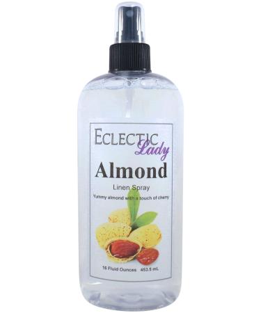 Almond Linen Spray 8 ounces - Eclectic Lady Sheet and Linen Spray - No Artificial Colors Parabens or Preservatives - Long-Lasting Scent for Bed Fabric & Pillow 8 Fluid Ounces