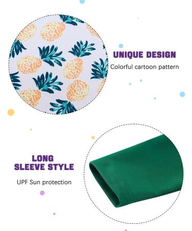 Girls Long Sleeve Two Piece Swimsuit UPF 50+ Protection | Green Pineapple | 3-4 Years - Buy Online on SooperMarket.com