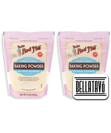 Gluten Free Baking Powder Bundle. Bundle Includes Two -14 oz Resealable Bags of Bobs Red Mill Baking Powder and BELLATAVO Fridge Magnet! No Added Aluminum, Non GMO & Kosher