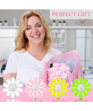 Woanger 4 Pcs Sunflower Bling Stethoscope Charms | Flower Stethoscope Tags & Accessories for Nurses & Doctors | Perfect Gift for Nursing Students - Pink White Yellow Green - Buy Online on SooperMarket.com
