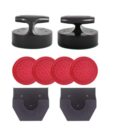 Air Hockey Pushers and Air Hockey Pucks,2PCS Striker with 4PCS Plastic Pucks and 2PCS Striker Holders Black