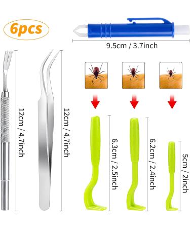 Melliex Tick Pliers Set - 6-Pack Stainless Steel Tick Removers for Humans Dogs Cats & Children | Safe & Easy Tick Removal with Storage Box - Buy Online on SooperMarket.com