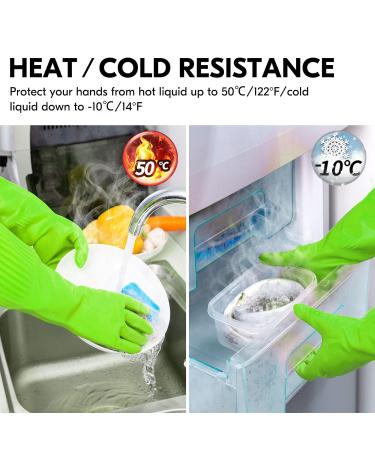 Vgo Reusable Long Sleeve Dishwashing Gloves, Size L Green - 1 Pair | Thick Latex Cleaning Gloves for Kitchen, Washing, Painting, Gardening, Pet Care - Buy Online on SooperMarket.com