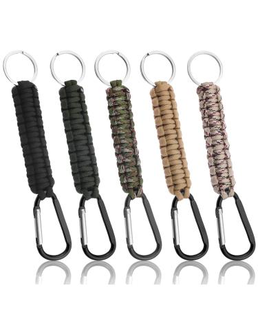 5 pieces of key rings Paracord with carabiner hook braided lanyard for cycling mountaineering car keys bottle camping hiking outdoor hiking backpack