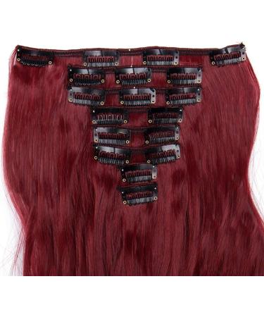 Silk-co Long Curly Wavy Clip in Hair Extension 24 Maroon&Dark Red - 8 Pcs Full Head, Synthetic Heat Resistant, 18 Clips - #Maroon&Dark Red - Buy Online on SooperMarket.com