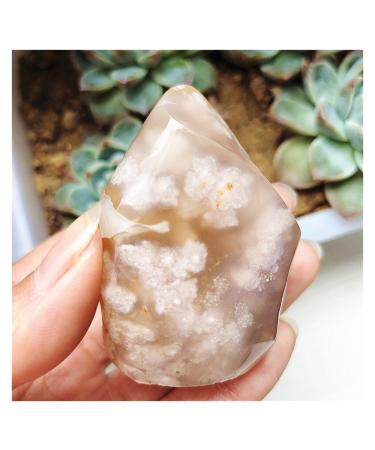 Natural Stone Sakura Agate Crystals Flame Home Room Decoration Feng Shui Gemstone Ornaments Reiki Stone Collection (Color : 80-90g Size : 1pc) 1pc 80-90g